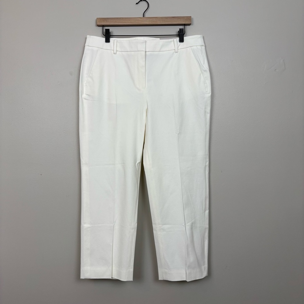 Chico's Pants 12 Ivory BI Stretch Straight Leg‎ Crop Hi Rise Basic Alablaster